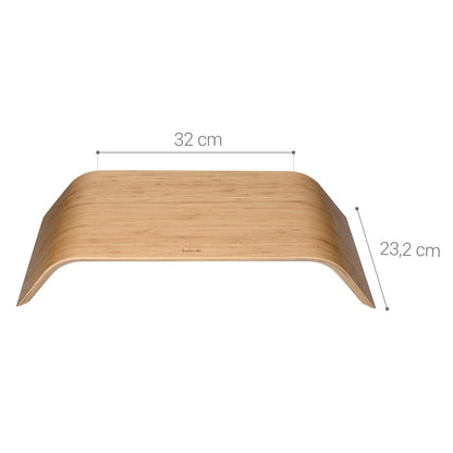 Calibri monitor wood stand TV stand - computer table desk attachment monitor stand bench - bamboo desk attachment in light brown.