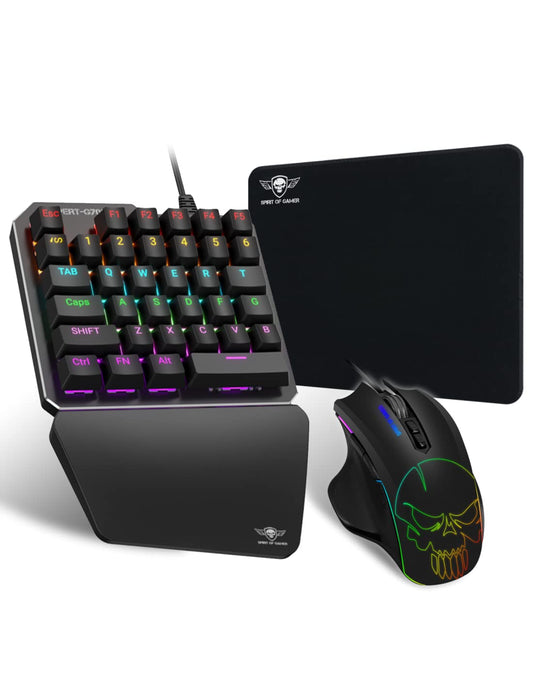 Spirit of Gamer - Xpert G700 - Adapter combined RGB - keyboard and mouse set for PS4, XBOX ONE, PC - mechanical keyboard with one hand - mouse 7 buttons 3200 DPI