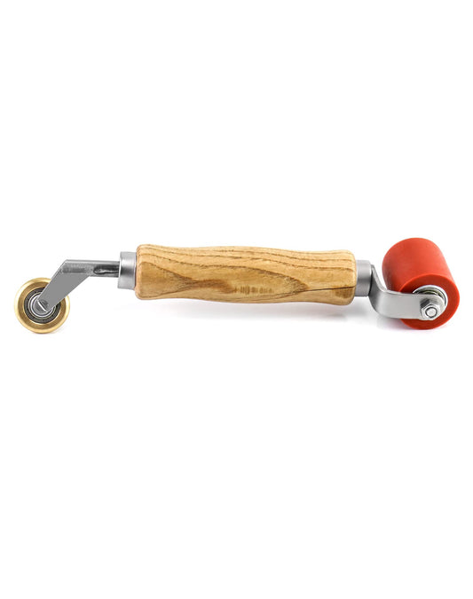 QWORK® 2 IN 1 Seam Roller High Temperature Resistant, 40mm Hard Rubber Seam Roller and 6mm Brass Bottom Corner Seam Roller, PVC Welding Tool.