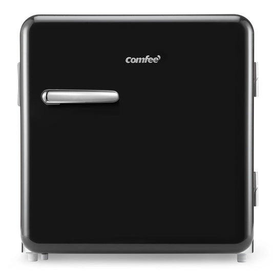 Comfee RCD50DK1RT(E) Mini Fridge / Retro Fridge / 47L Cooler / 50 cm Height / 100 kWh/Year / Adjustable Temperature Control / Adjustable Feet / Black