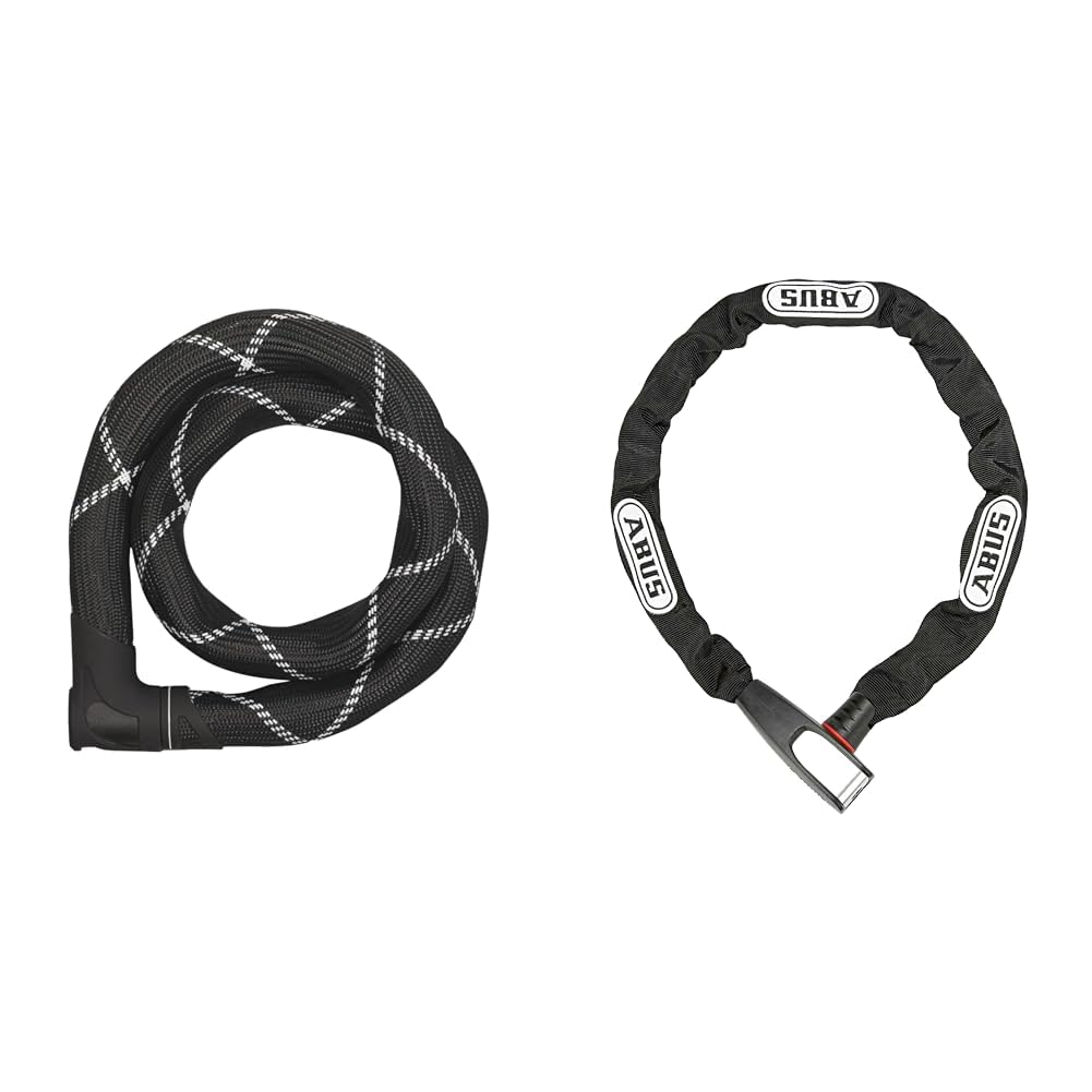 ABUS chain lock Iven Chain 8210 - bike lock made of hardened steel & chain lock Steel-O-Chain 8807K - flexible bike lock made of hardened steel - ABUS security level 8-110 cm - black