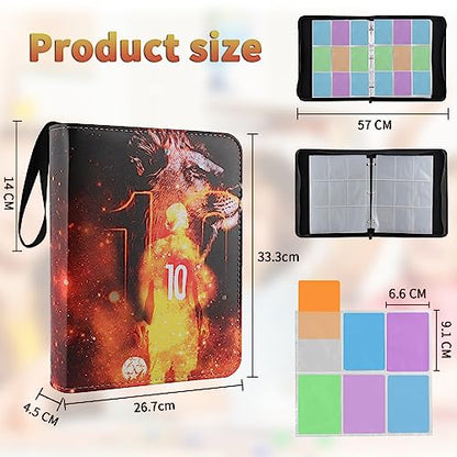 Football card collection album, 9 pockets, holds 900 football cards. Large collector's album with card holder sleeves in black.