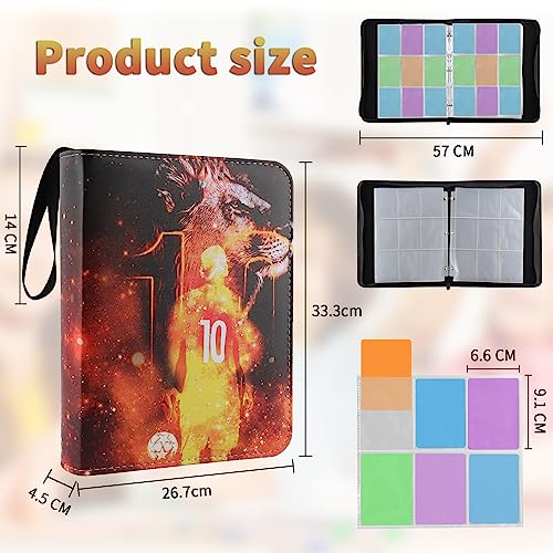 Football card collection album, 9 pockets, holds 900 football cards. Large collector's album with card holder sleeves in black.