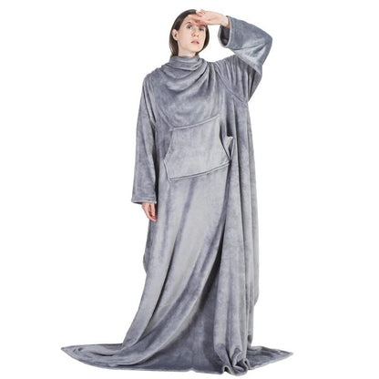 BEDSURE Blanket with Sleeves - Gifts for Women and Men, Cozy Sleeve Blanket & Sofa Blanket for Adults, Soft Full Body Blanket to Wear, Portable Throw Blanket, 150x200cm, Grey