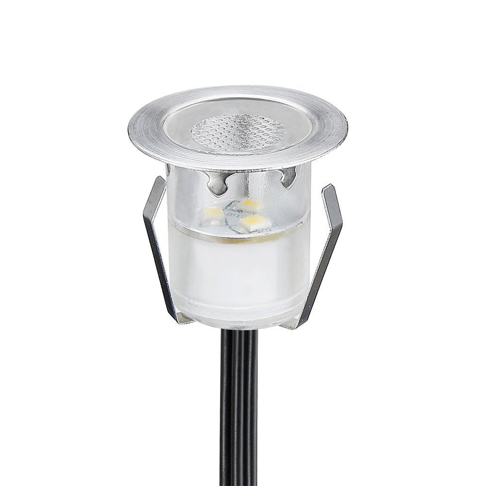 6-pack LED recessed lights, Ø30mm 0.6W LED ground lights for stairs, warm white, DC 12V, IP67 waterproof outdoor lamps for garden, kitchen, wooden bridge, pool lighting, wooden deck.