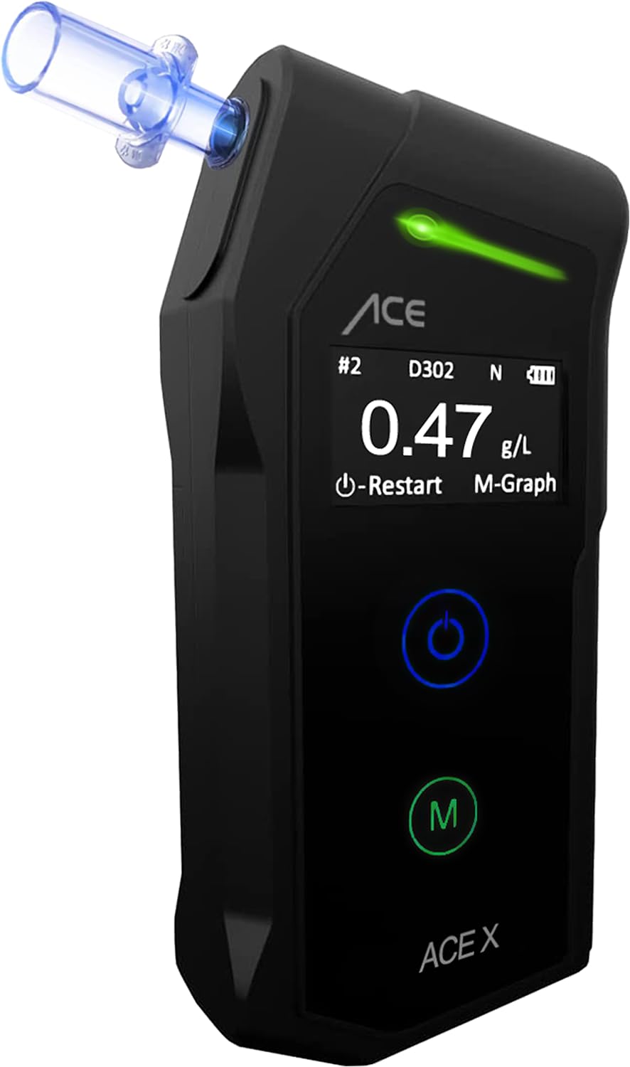 ACE X Breathalyzer - Digital Alcohol Tester - Police-grade Alcohol Tester - TU Wien Test Winner (99.1% Accuracy)