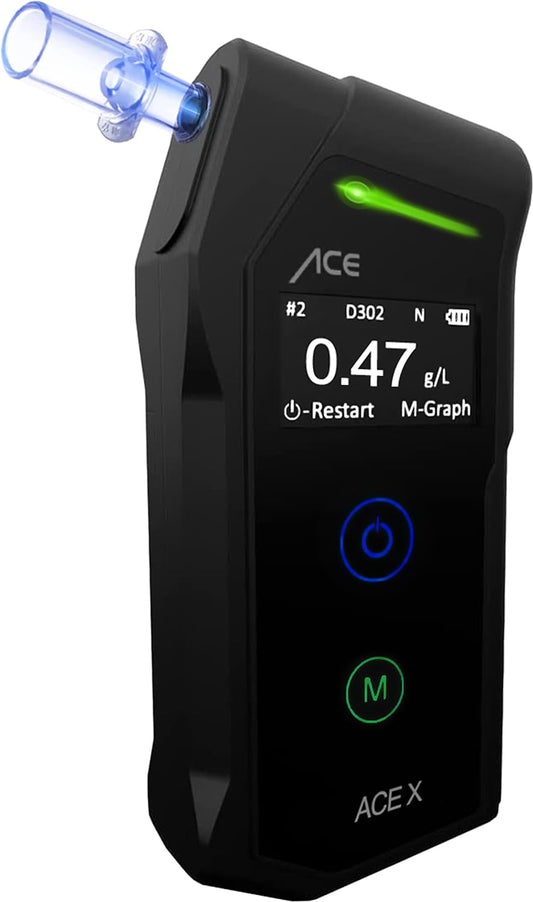 ACE X Breathalyzer - Digital Alcohol Tester - Police-grade Alcohol Tester - TU Wien Test Winner (99.1% Accuracy)