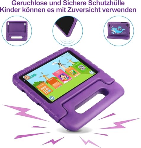 AOCWEI Tablet Android 13 7-inch, 7GB RAM 64GB ROM/TF 512GB, Parental Controls, Education + Games, Dual Camera| WiFi6| BT5.0| Tablet with Case (Purple)