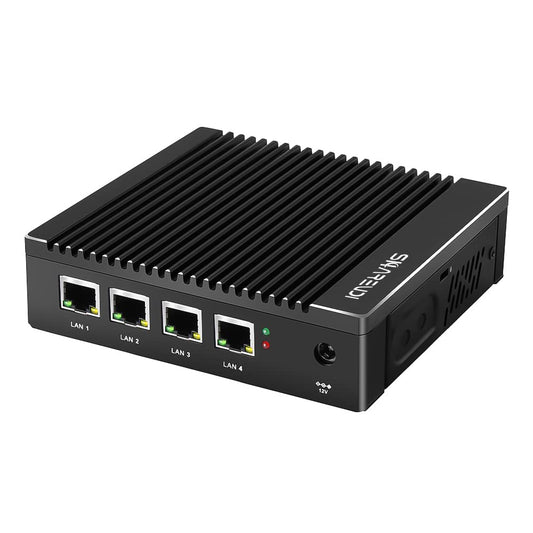 Sharevdi Mini PC Micro Firewall Appliance, Intel Celeron J4125 Quad Core Mini Computer, Firewall Mini PC, 4X Intel 2.5 GbE i225/i226 LAN Ports, Supports AES NI mSATA SSD (8G 128G)