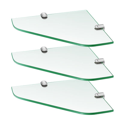 SAFIELINA glass shelf shower shelf 6mm glass corner shelf tempered glass glass shelf shower glass shelf for bathroom shower shelf 23cm x 23cm (3 pieces)
