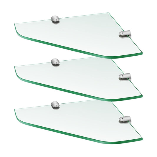 SAFIELINA glass shelf shower shelf 6mm glass corner shelf tempered glass glass shelf shower glass shelf for bathroom shower shelf 23cm x 23cm (3 pieces)