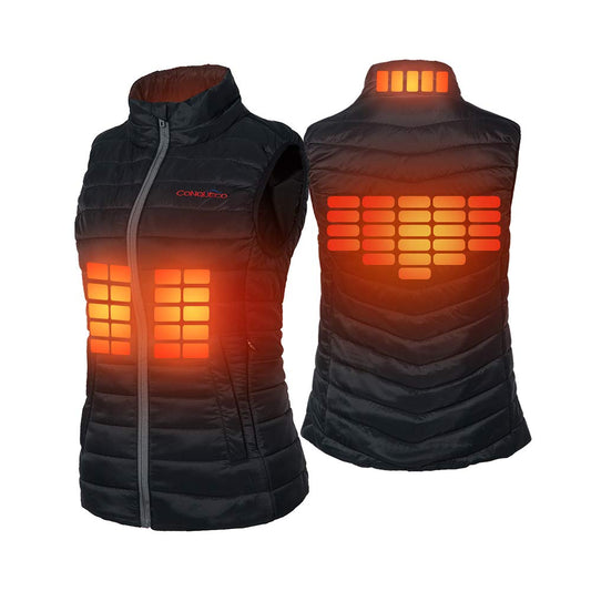 CONQUECO Women's Heated Vest Battery: Heated Jacket with 10000mAh Battery - USB Charging Heated Down Vest Clothing for Outdoor Travel Motorsport, S