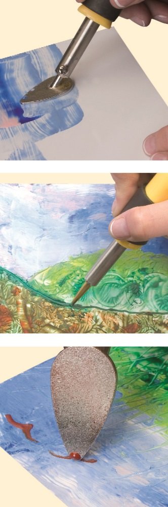 Pebaro 0279 Gift Set Encaustic incl. iron, mini iron, writing tip, brass brush, 7 wax blocks, 5 white cards in DIN A5 and DIN A6 for painting, drawing, writing with wax colors, 23 x 19 cm.