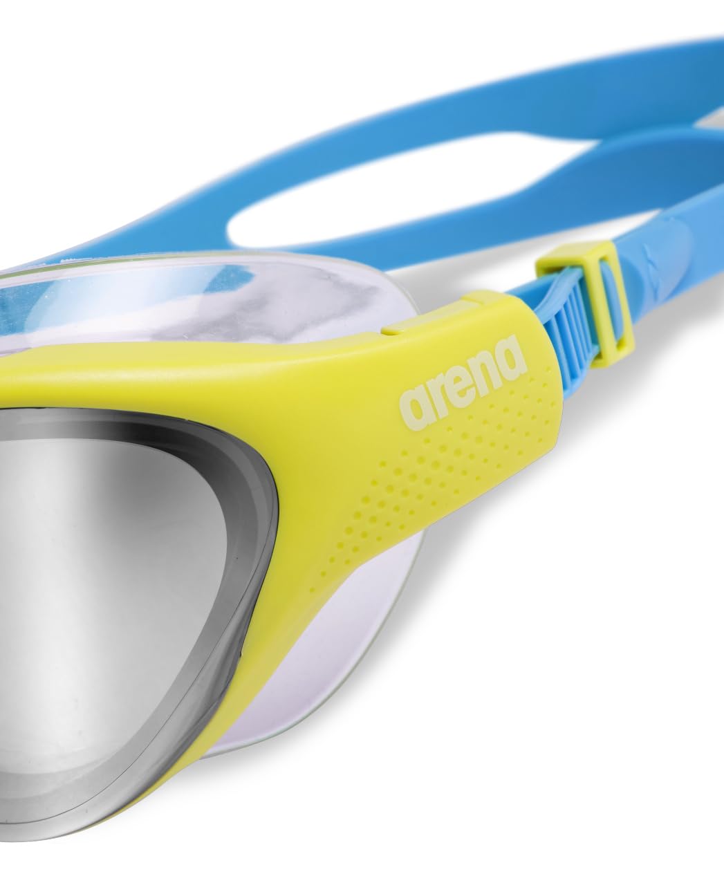 ARENA Kids Swimming Goggles "The One Mirror" for ages 6-12, large fit, polycarbonate lens, silver/soft green/blue, Cosmo