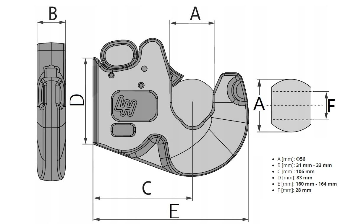 2-piece lower link catch hooks quick coupler Cat.2s up to 66 kW / 90 HP with ball grey