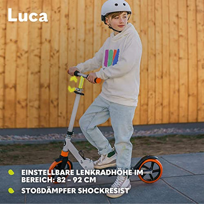 LIONELO Luca Plus Scooter Kids Scooter City Scooter Push Scooter Kick Scooter Kickscooter up to 100kg, Big Wheel 200mm, Foldable, Adjustable Height, ShockResist Suspension