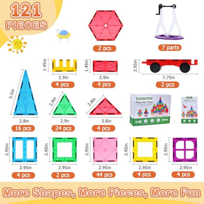 CUIOLTOY Magnetic Building Blocks, 121 PCS Magnetic Building Set with 2 cars and 1 Ferris wheel STEM Montessori Magnet Toy for Kids Gift from 3 4 5 6 7 8 Years Building Blocks Children's Toy