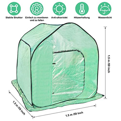 Tesmotor greenhouse overwintering tent for plants, Pop-Up greenhouse with roll-up, overwintering tent indoor outdoor flower pot cover 150x150x150CM