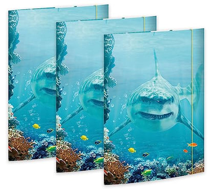 RNK 45358-3 - Character folder Shark Project 310 x 440 mm, 3 pieces, DIN A3, with elastic closure
