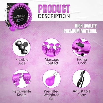 K-MART Smart Hula Ring Hoops, weighted Hula Circle 24, Detachable Fitness Ring with 360-degree Auto-Spinning Ball, Gymnastics, Massage, Fitness for adults for weight loss.