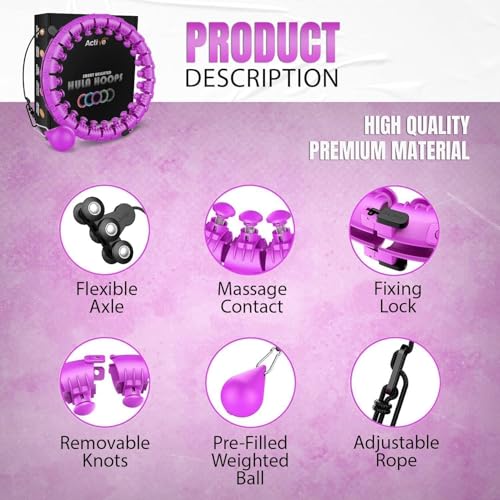 K-MART Smart Hula Ring Hoops, weighted Hula Circle 24, Detachable Fitness Ring with 360-degree Auto-Spinning Ball, Gymnastics, Massage, Fitness for adults for weight loss.