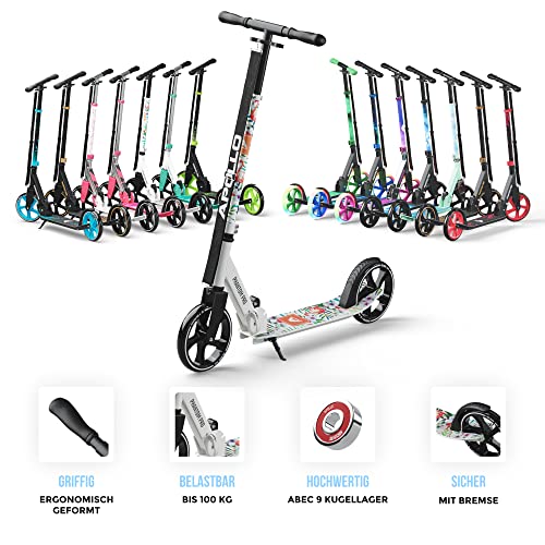 Apollo Phantom Pro City Scooter - XXL wheels, foldable, height-adjustable, kick scooter for adults, kids, and teens, compact city roller.