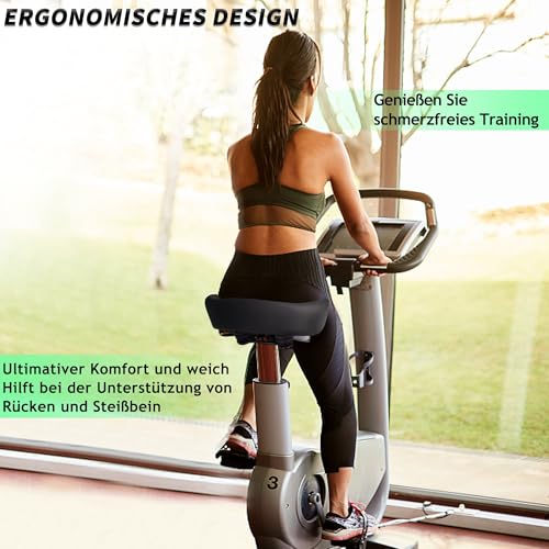 Oversized bike saddle for men & women - Comfortable, soft, extra wide, ergonomic, padded bike seat - Universal replacement bicycle saddle, suitable for mountain bike, city bike, e-bike, exercise bike.