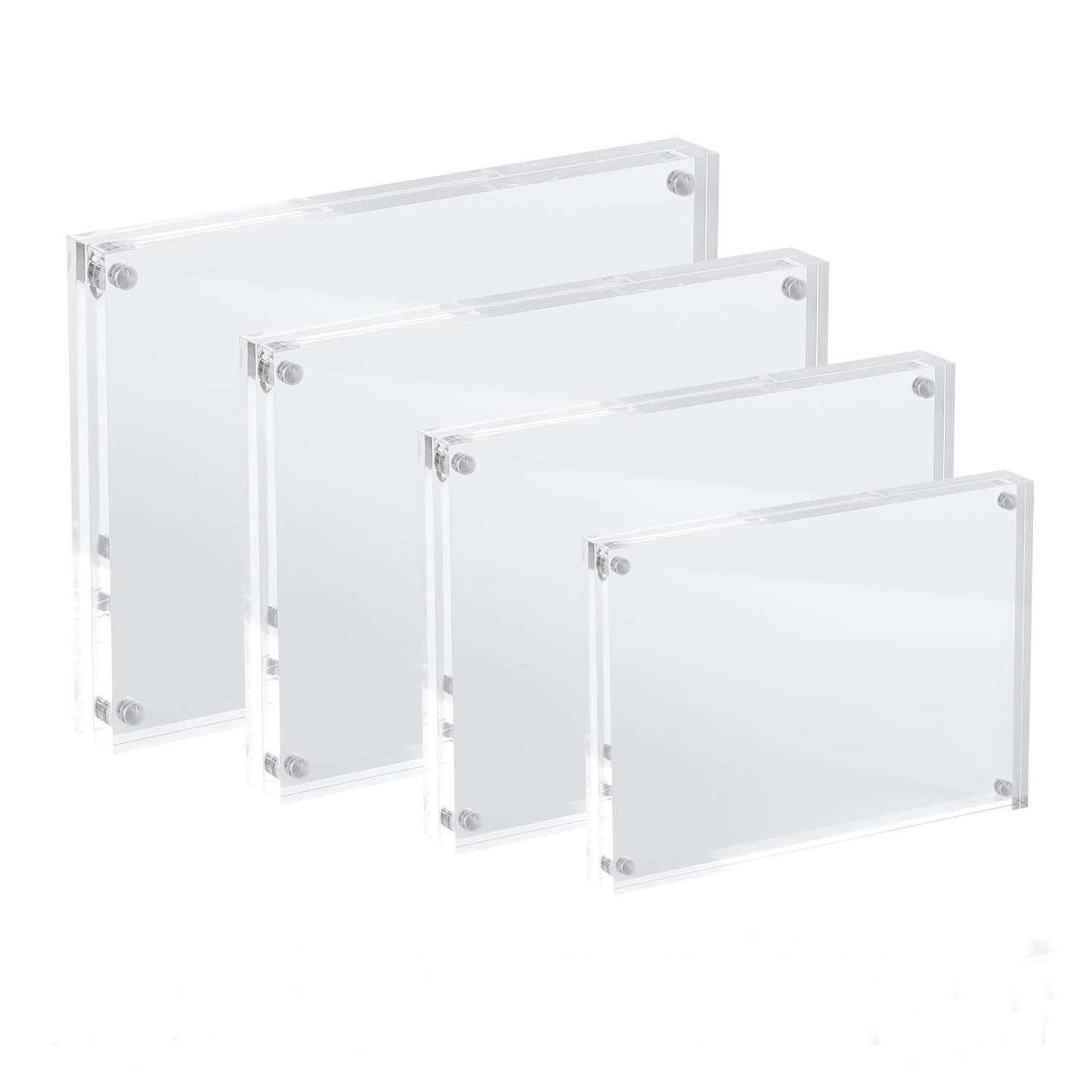 AMEITECH 13x18 cm acrylic photo frames, magnetic picture frames, 10 + 10 MM thick stands for desk or table, clear - 5 pack