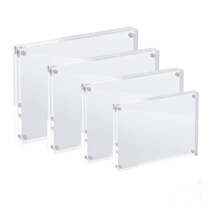 AMEITECH 13x18 cm acrylic photo frames, magnetic picture frames, 10 + 10 MM thick stands for desk or table, clear - 5 pack