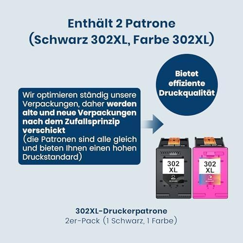 302XL printer cartridges multipack replacement for HP 302 XL cartridges. Includes black and color cartridges for HP Envy 4525 4520 4522 4524 4527 Officejet 3830 3831 3833 5230 Deskjet 2130 3630 3636 1110 (2 pack).