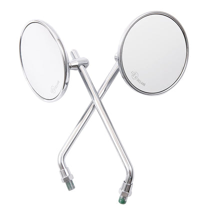 Motorcycle Rearview Mirror Round Universal CNC Aluminum Side Mirror for Motorcycle Bike Cafe Racer Chopper Bobber (Silver)