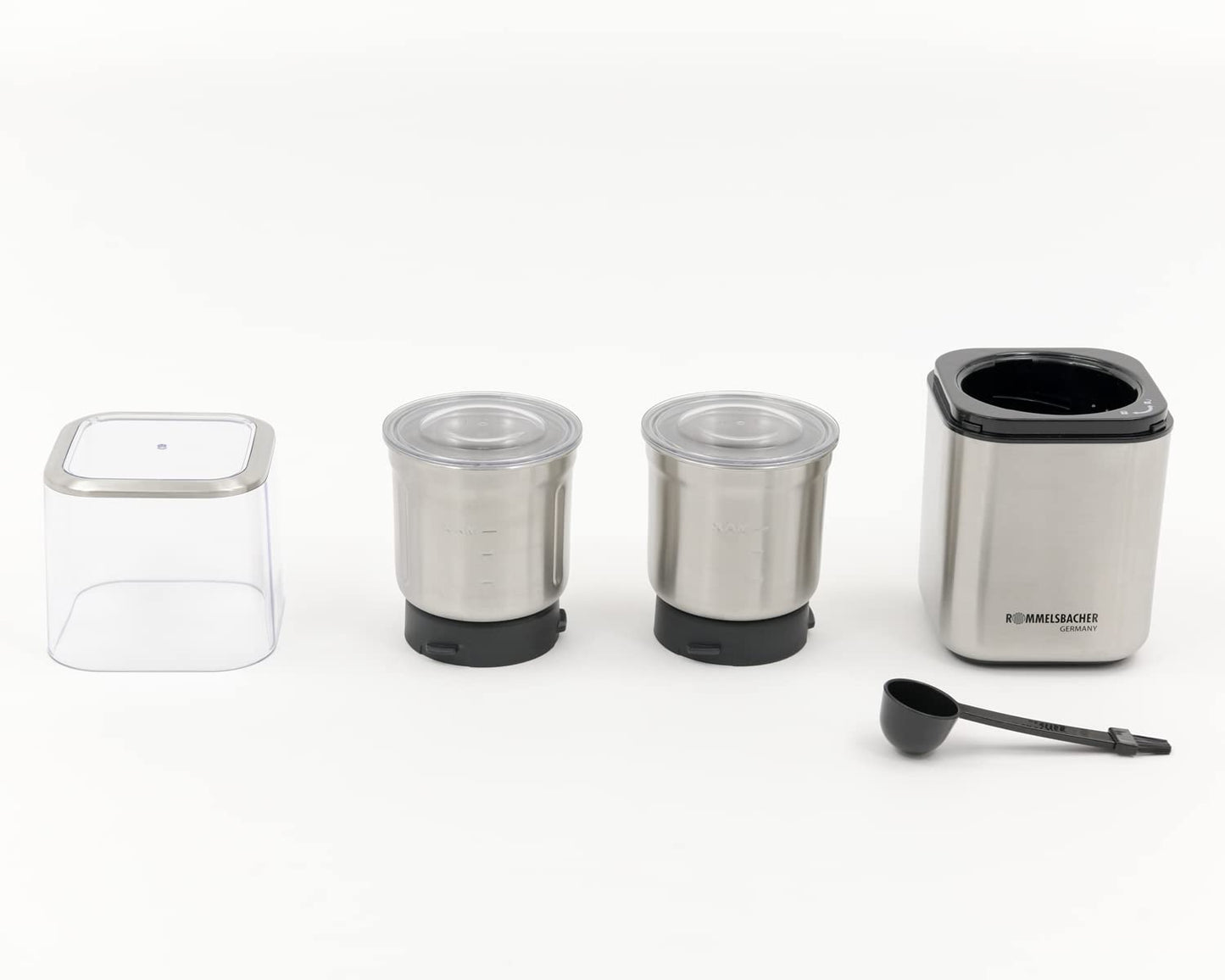 ROMMELSBACHER spice and coffee grinder EGK 200-2 stainless steel container with chopping and special blades, capacity 70 g, grind level adjustable by grinding time, suitable for pesto, spices, nuts, sugar, 200 watts