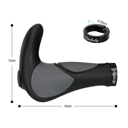 Gindoly bike grips are ergonomically designed for all types of handlebars, providing perfect grip security. These non-slip handlebar grips are suitable for MTB bikes and come in black/gray.