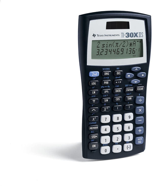 Texas Instruments TI-30 XIIS school calculator (two-line display, solar and battery powered) Dark blue.