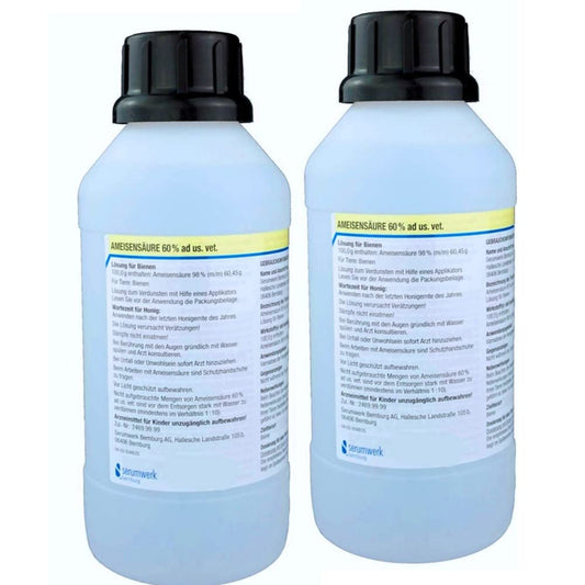 2 liters double pack - formic acid 60% ad us. vet. | Original Serumwerk Bernburg Germany | for bees against Varroa | for Varroa treatment