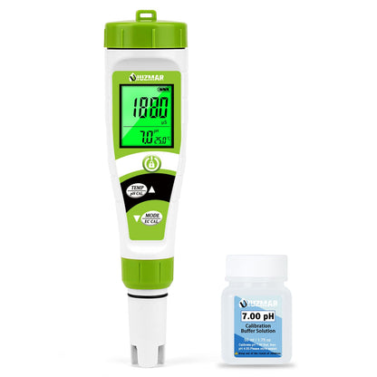UIUZMAR Pool pH Meter Water, pH EC Meter Grow, Digital pH EC PPM Temperature Tester with pH 7.0 Calibration Solution for Pool, Hot Tub, Hydroponics, Drinking Water, Aquarium, Beer Making