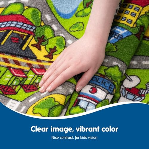 Booooom Jackson Children's Play Mat Road, Train Play Mat, Road Mat for Kids, Car Play Mat, Car Mat for Kids, Non-slip Play Mat, Train Mat, Children's Room Carpets