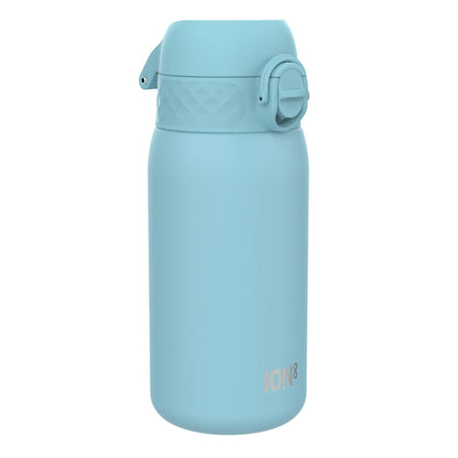 ion8 Kids Water Bottle, Stainless Steel Light 400ml, Not Insulated, Leak Proof, One-Hand Opening, Secure Locking, Dishwasher Safe, Foldable Lid, Handle, Easy to Clean, Alaska Blue