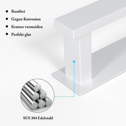 Towel holder without drilling, silver towel holder, bathroom towel holder, guest towel holder, wall-mounted brushed silver stainless steel towel holder (white color, 2 pack)