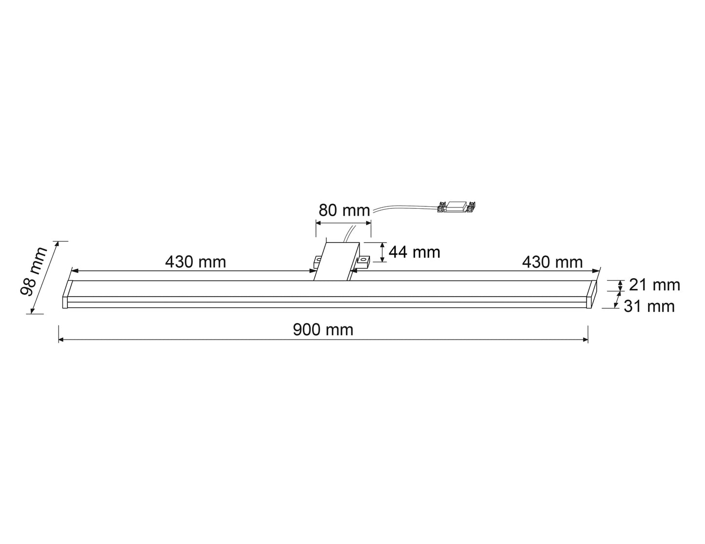 SEBSON LED Mirror Light 90cm Bathroom IP44, Cabinet Surface Light + Mirror Clamp Light, neutral white 4000K 230V 15W 1300lm Makeup Light, Bathroom Light