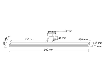 SEBSON LED Mirror Light 90cm Bathroom IP44, Cabinet Surface Light + Mirror Clamp Light, neutral white 4000K 230V 15W 1300lm Makeup Light, Bathroom Light