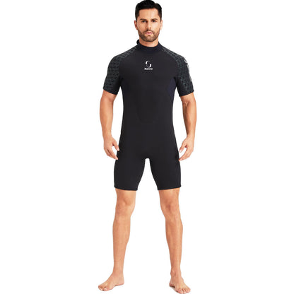 Women's Back Zip Shorty Wetsuit Men's 3mm Neoprene Short Sleeve for Surfing Swimming Kayaking Snorkeling Canoeing Diving (Men's Black, 4XL)