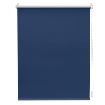 Light-filtering roller blind without drilling, clamp fixing, blackout blind, heat protection, privacy screen, wall mounting, ceiling mounting, blind for windows and doors Blue, W95 x H150 cm.