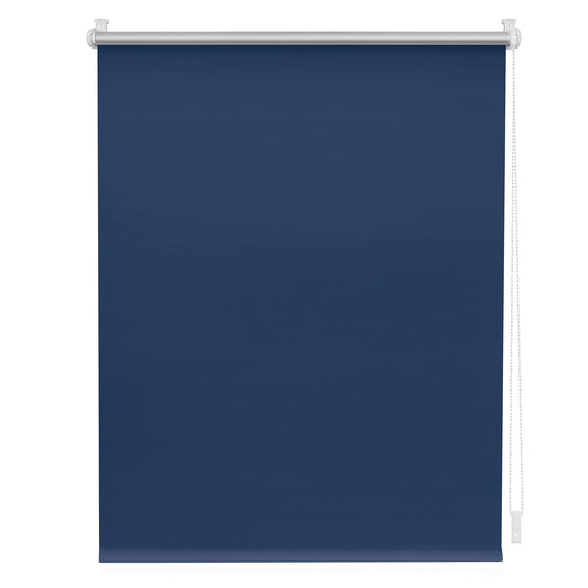 Light-filtering roller blind without drilling, clamp fixing, blackout blind, heat protection, privacy screen, wall mounting, ceiling mounting, blind for windows and doors Blue, W95 x H150 cm.