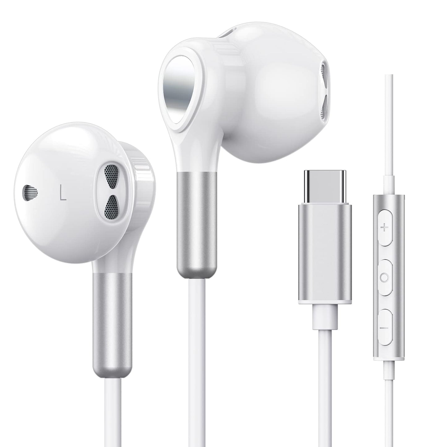 USB C headphones for Samsung Galaxy S24 S23 Ultra S22 S21 FE S20 A53 A54. USB C headphones with microphone, in-ear headphones with cable. USB Type C headphones for iPhone 16 15, iPad Pro Air 5 Mini 6, Google Pixel 9.