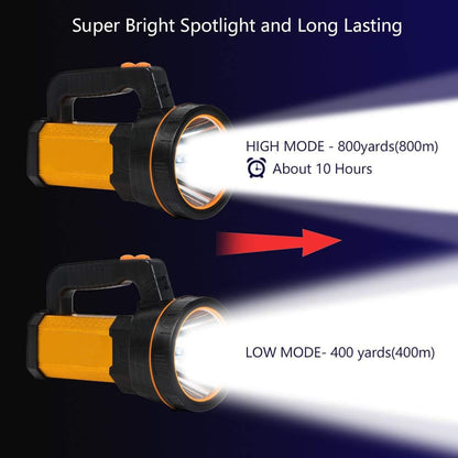 MAYTHANK LED flashlight extremely bright USB C rechargeable with lantern, large powerful metal spotlight large battery 10000mAh, handheld lamp 10000 lumens battery flashlight super bright, with handle carrying strap.