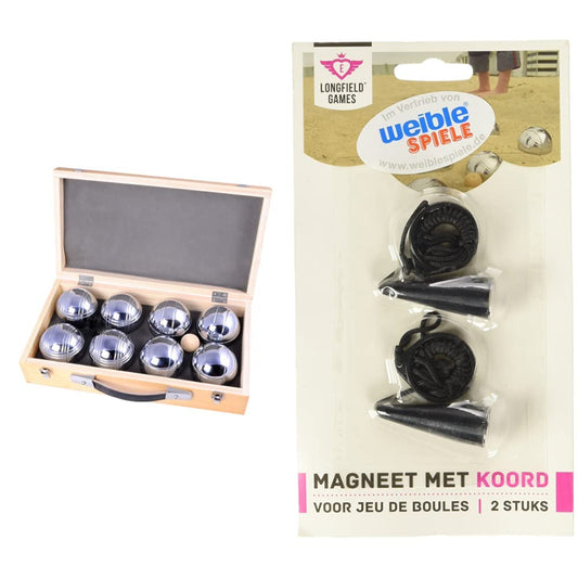 Engelhart - 010206 - Petanque Balls Set (8 boules) Luxury Petanque Game - Boules Set in wooden box, 8 pieces - Jeu de Boules - & weiblespiele 010160 - Boules Ball Magnet
