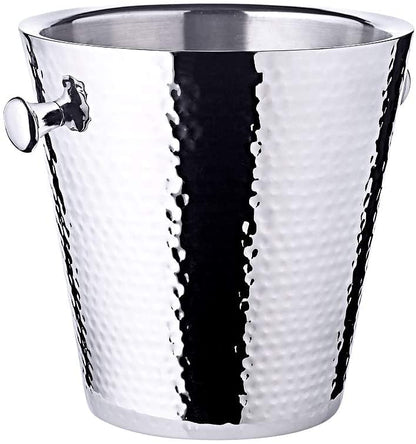 EDZARD Champagne Cooler Valencia, hammered, with stand, stainless steel, with handles, for 1 bottle - beverage cooler, bottle cooler, wine cooler, champagne cooler, ice bucket