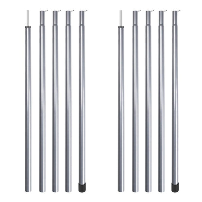 wiipara tent pole telescopic pole 2-piece set, set-up pole for tarp, tent, sunshade camping tarps adjustable up to 200cm, pole for sunshade attachment, silver