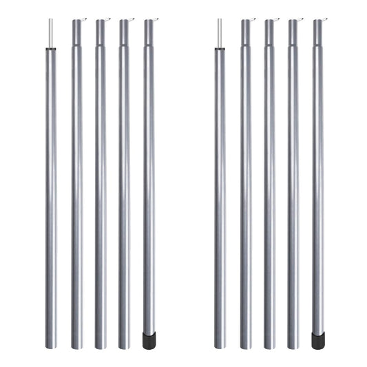 wiipara tent pole telescopic pole 2-piece set, set-up pole for tarp, tent, sunshade camping tarps adjustable up to 200cm, pole for sunshade attachment, silver
